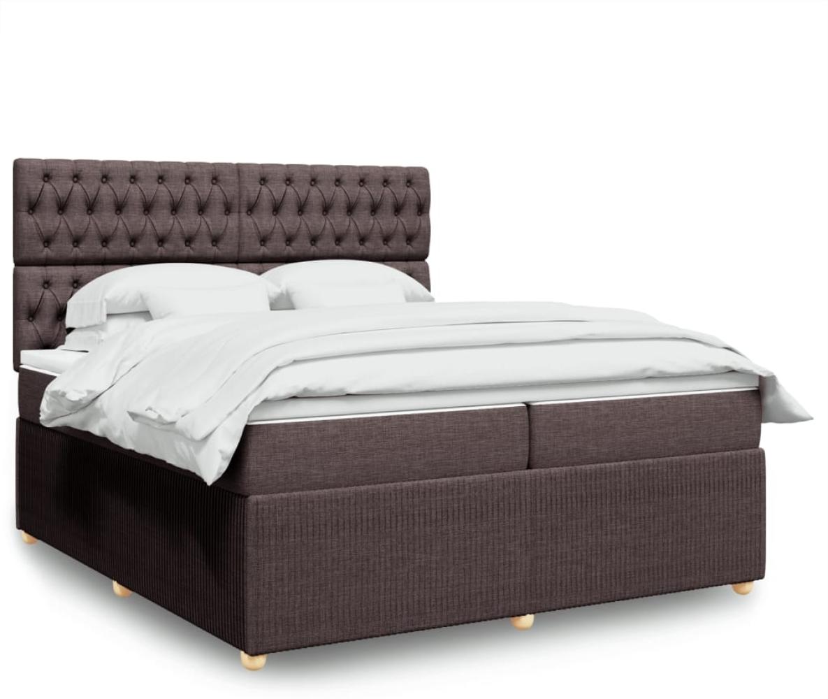 vidaXL Boxspringbett mit Matratze Dunkelbraun 200x200 cm Stoff 3294473 Bild 1