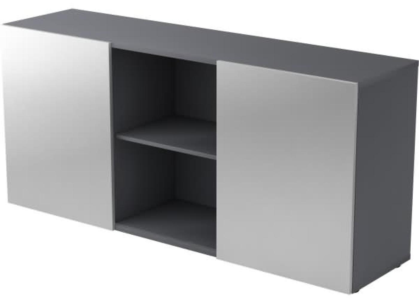 Sideboard 2OH mit Schiebetüren Graphit / Silber Bild 1