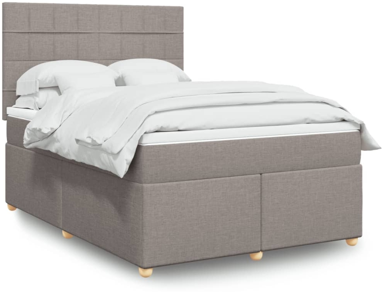 vidaXL Boxspringbett mit Matratze Taupe 140x200 cm Stoff 3291307 Bild 1