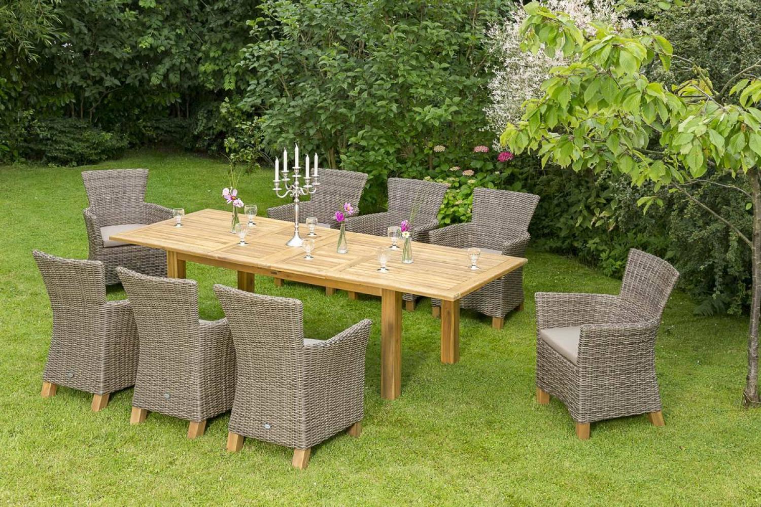 YOURSOL by Merxx Gartenmöbel Set Toskana 8 Personen mit Ausziehtisch 180 - 260 cm, Holztisch Bild 1