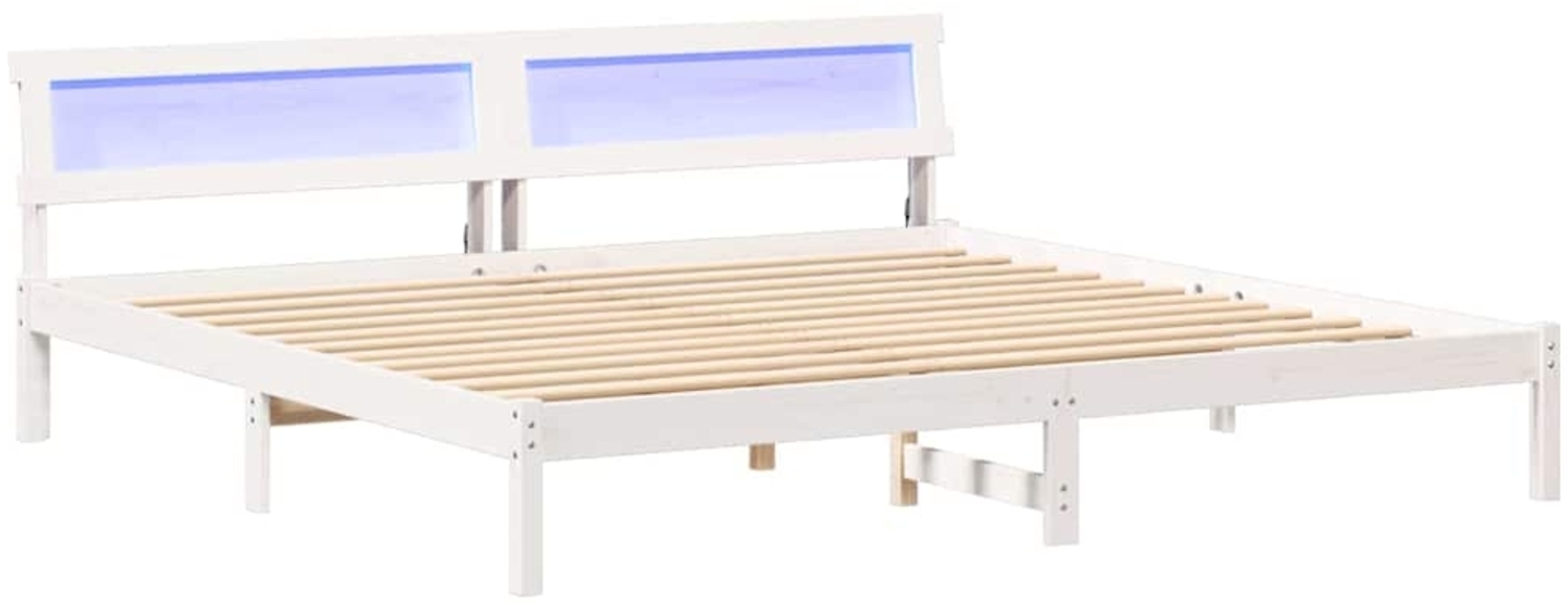 vidaXL Bettrahmen mit Kopfteil Weiß 200 x 200 cm Massives Kiefernholz 3385746 Bild 1