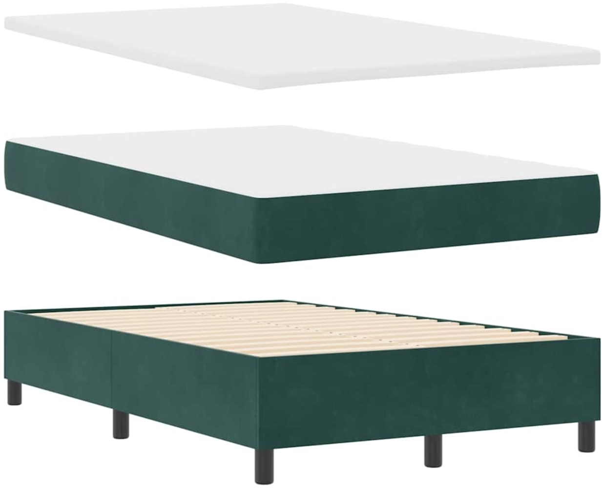 vidaXL Boxspringbett mit Matratze Dunkelgrün 120 x 200 cm Samt 3344441 Bild 1