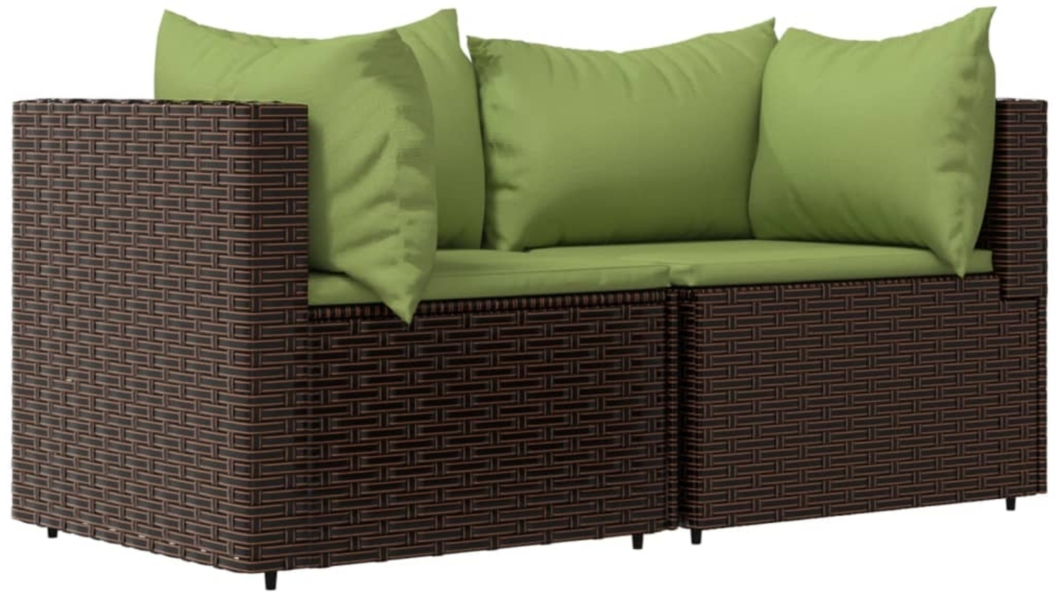 vidaXL Garten-Ecksofas mit Kissen 2 Stk. Braun Poly Rattan 319826 Bild 1