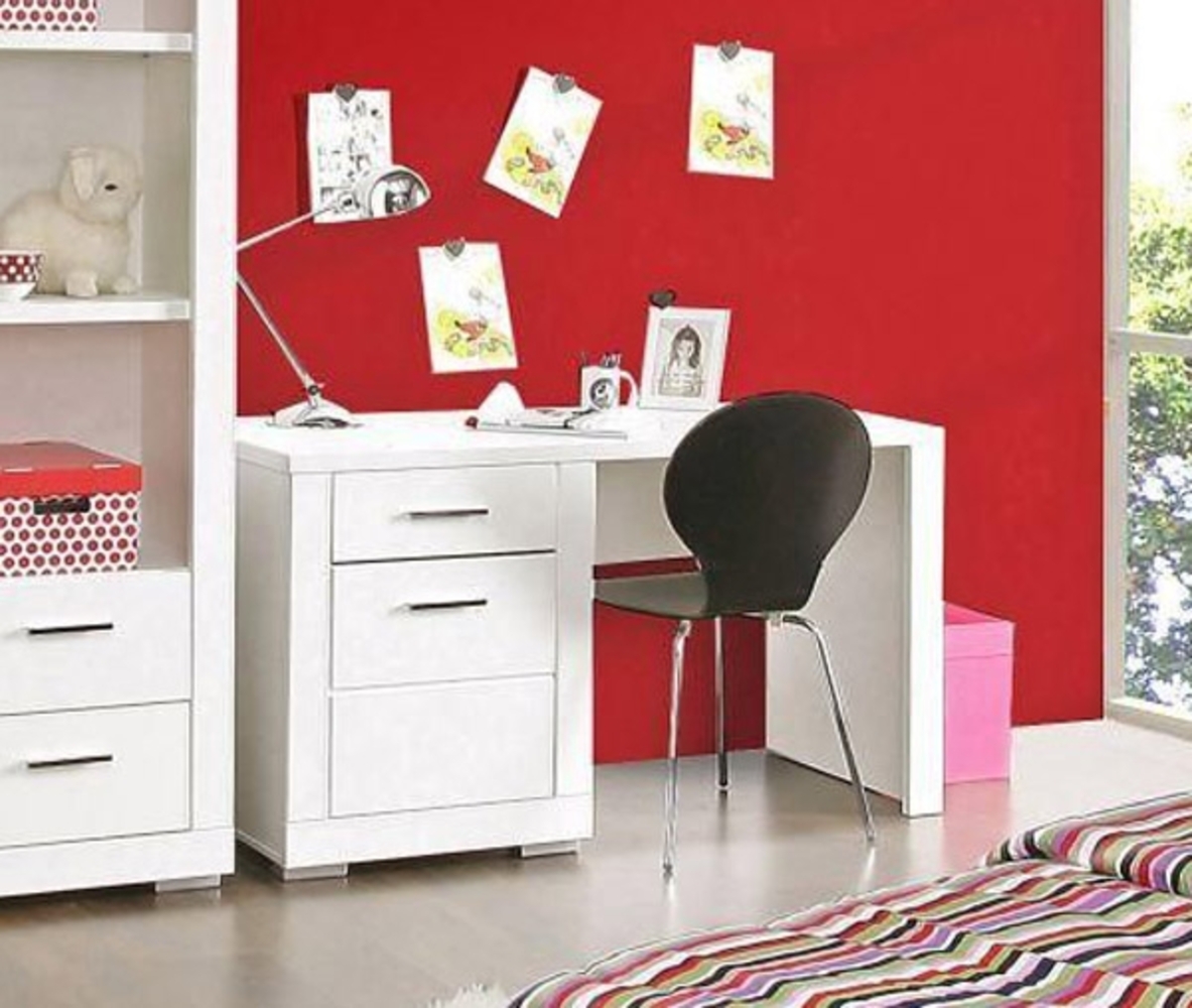 Schreibtisch Bürotisch PC-Tisch Jugendzimmer weiß matt 138cm 62244 Bild 1