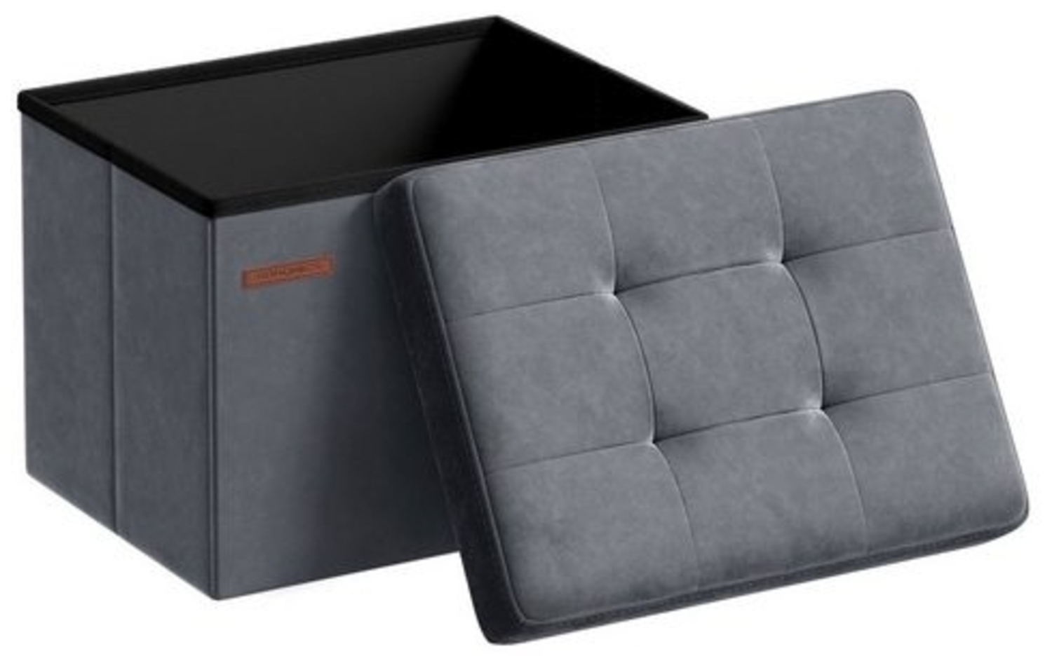 Songmics Sitzbank mit Stauraum aus Samt, klappbare Sitztruhe, Aufbewahrungsbox mit Deckel, Fußbank, 31 x 41 x 31 cm, bis 130 kg belastbar, für Flur, Wohnzimmer, Schlafzimmer, schiefergrau LSFDE200G01 Bild 1