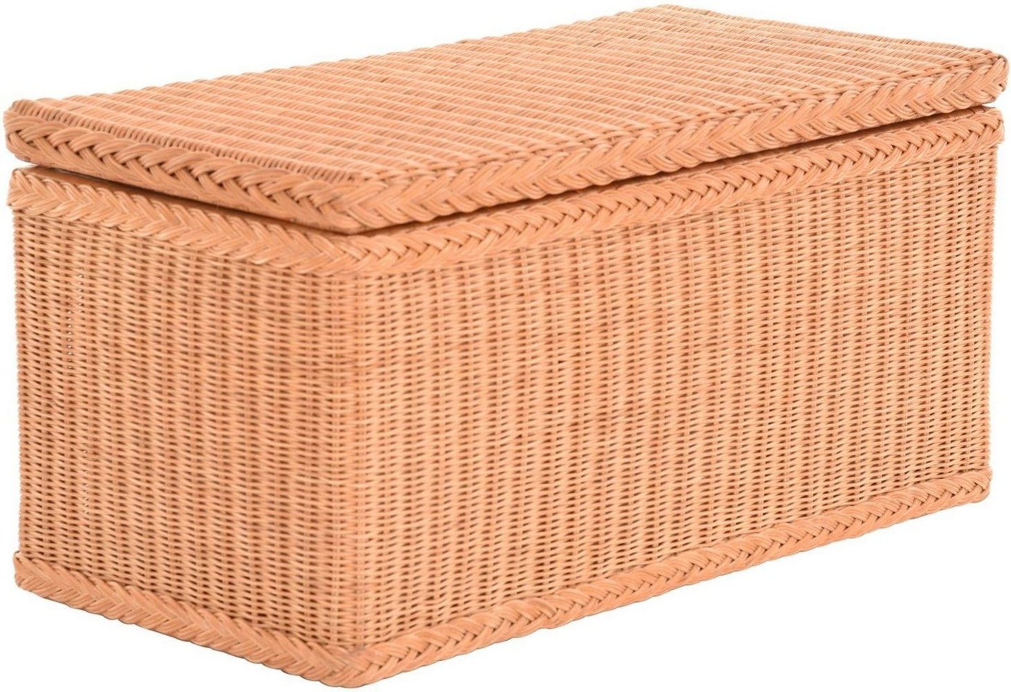Krines Home Truhe Wäschetruhe mit Deckel Natur Rattan Truhe Aufbewahrung Rattantruhe (Wäschebox), mit herausnehmbarem Stoffinlett Truhenbank 80x40x40cm Bild 1