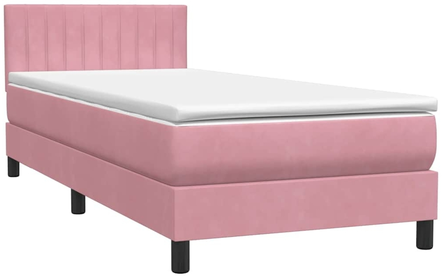 vidaXL Boxspringbett mit Matratze Rosa 90x220 cm Samt 3316436 Bild 1