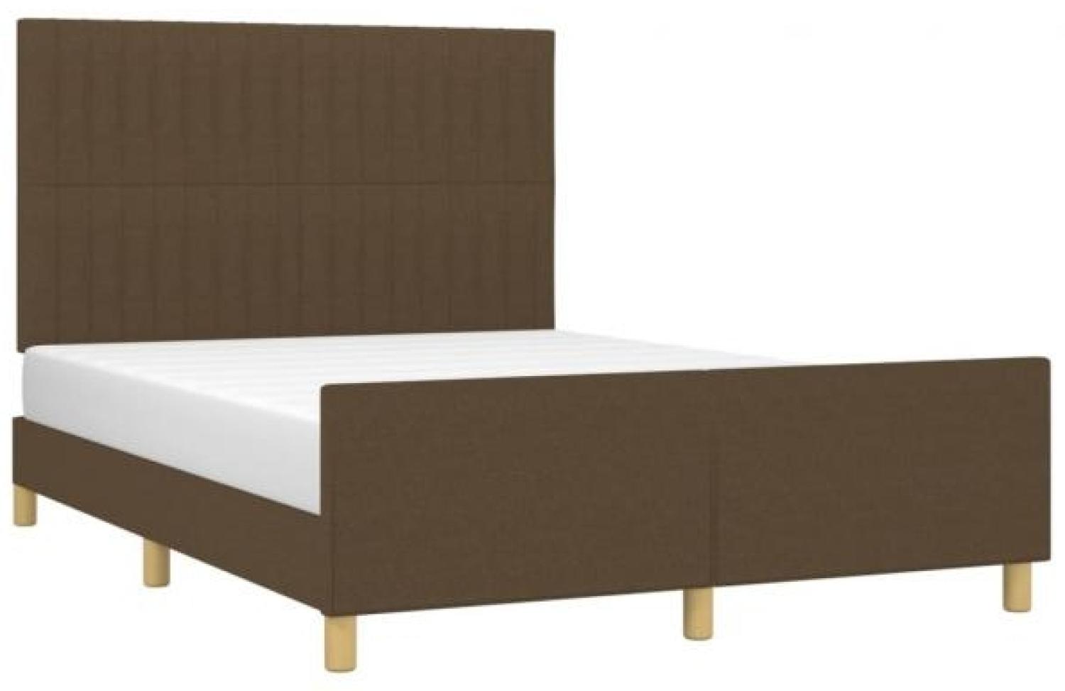 Doppelbett, Polsterbett mit Kopfteil Stoff Dunkelbraun 140 x 190 cm Bild 1