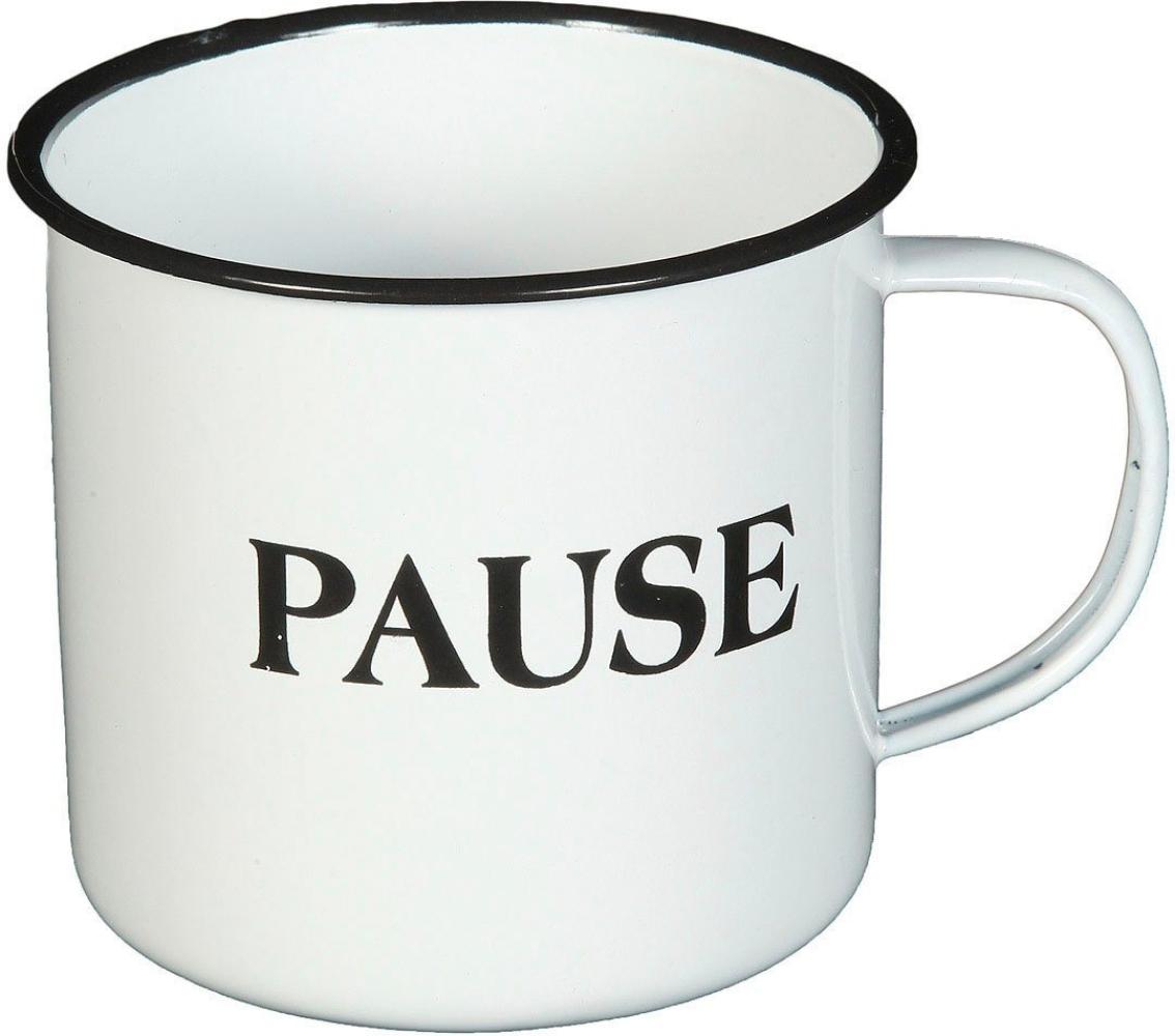 Emaille Tasse 51220 „Pause“ Becher emailliert 10 cm Kaffeebecher Kaffeetasse Teetasse Bild 1