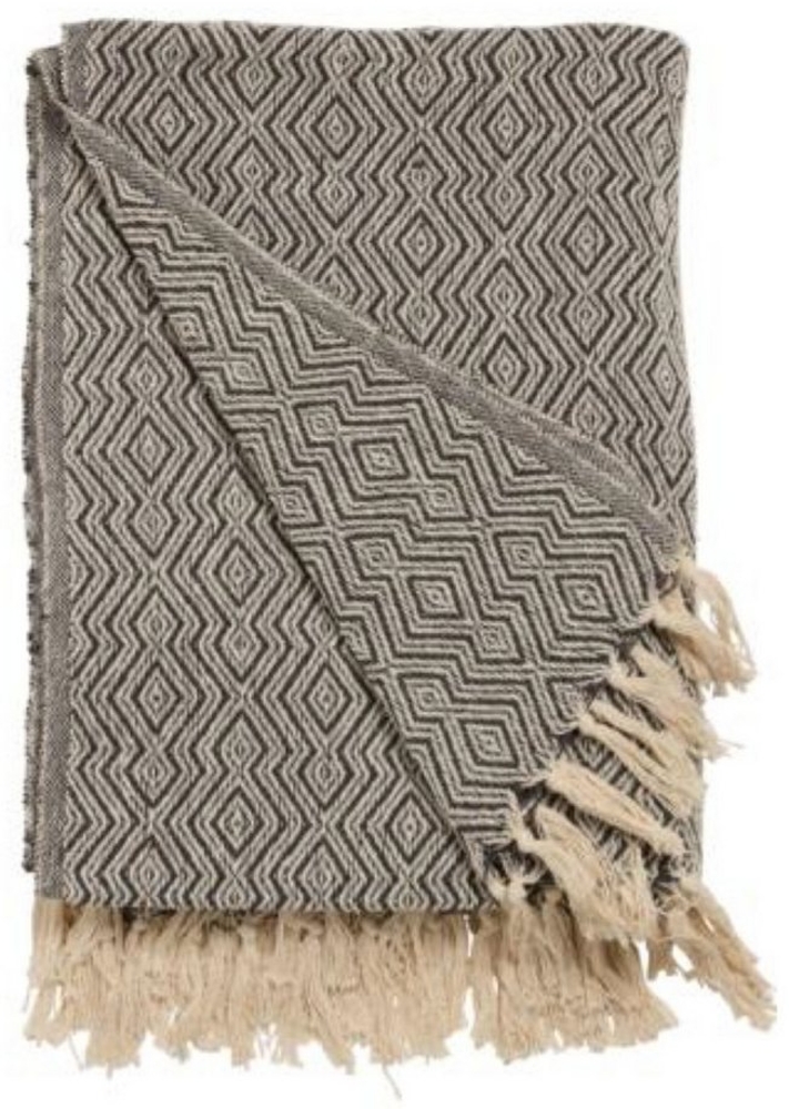 Wohndecke Decke Überwurf Berber 100% Baumwolle 130x180 Skandinavisch Dunkelgrau, AU Maison, 100% recycelte Baumwolle Bild 1