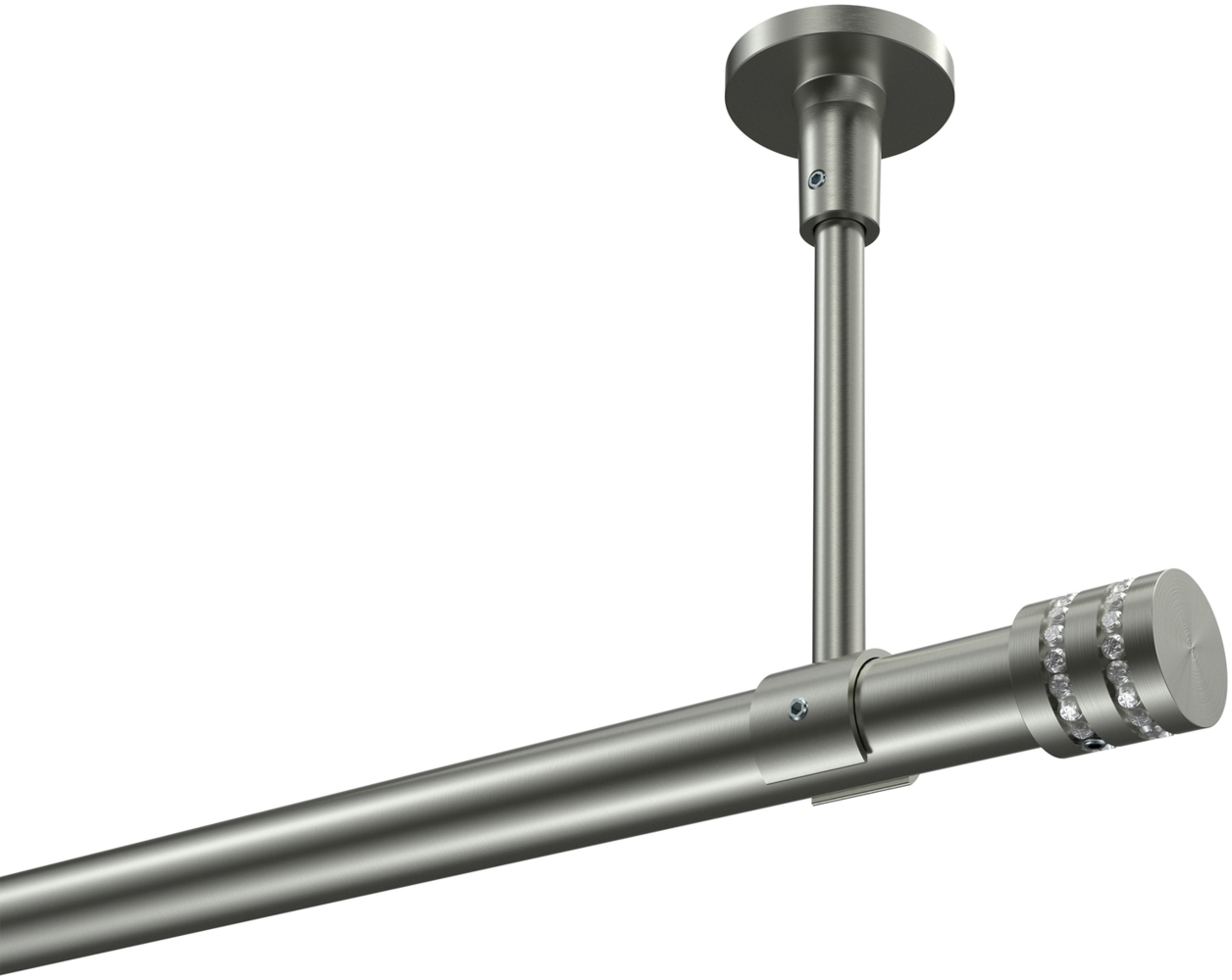 Gardinenstangen-Set Sonette Estana 360 cm (geteilt in 2 x 180 cm), 1-läufig, 20 mm Ø Edelstahl-Optik Bild 1