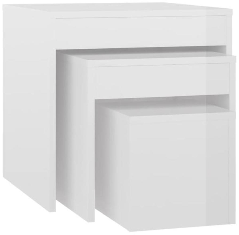 vidaXL Satztische 3-tlg. Hochglanz-Weiß Spanplatte [808600] Bild 1