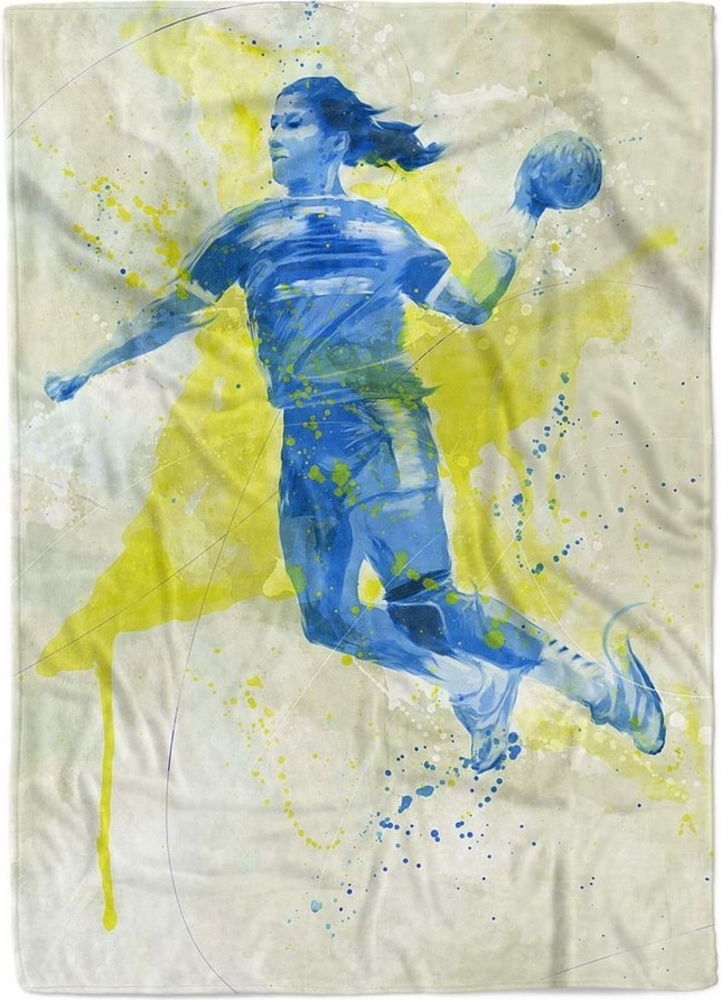 Sinus Art Handtücher SplashArt Sport Handtuch Strandhandtuch Saunatuch Kuscheldecke Kunstvoll Handball I Sport, Baumwolle-Polyester-Mix (1-St), Handtuch Bild 1