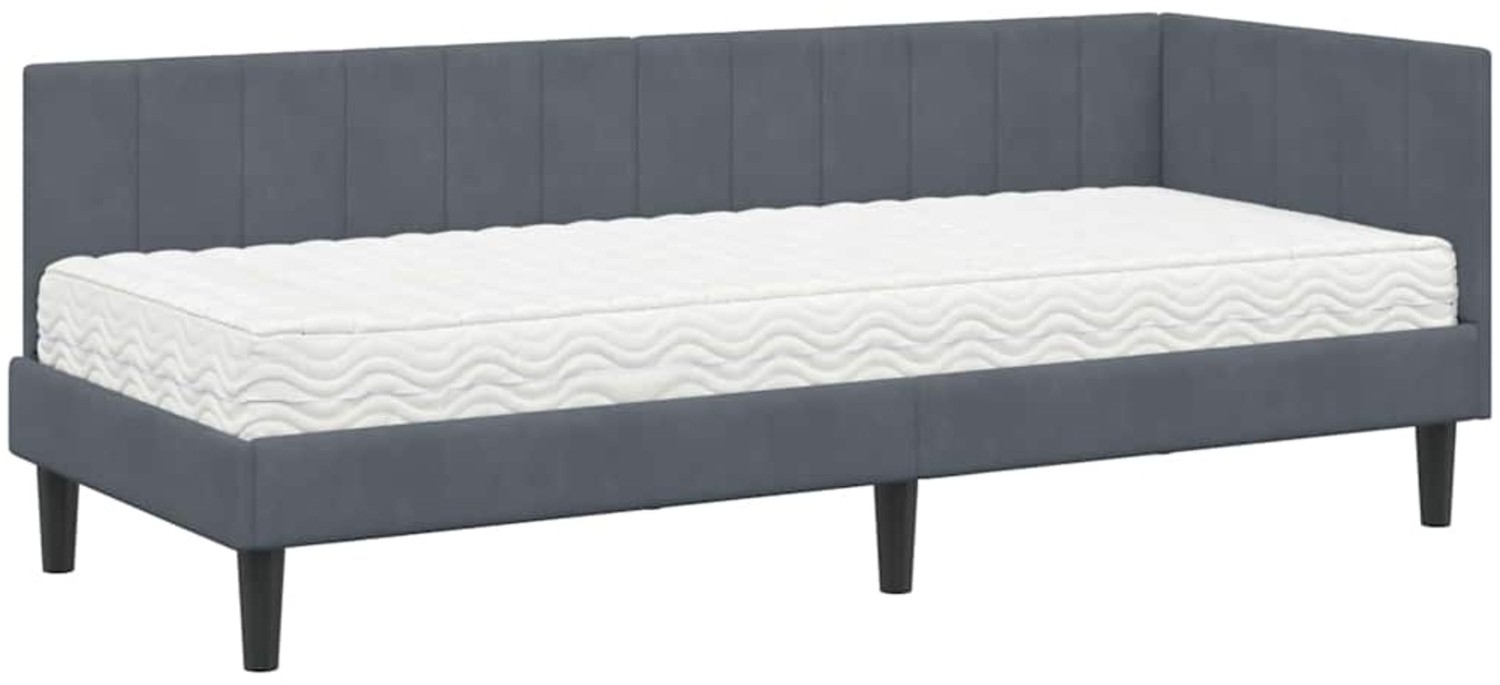 vidaXL Eckbettgestell mit Matratze Dunkelgrau 80 x 200 cm Samt 3393879 Bild 1