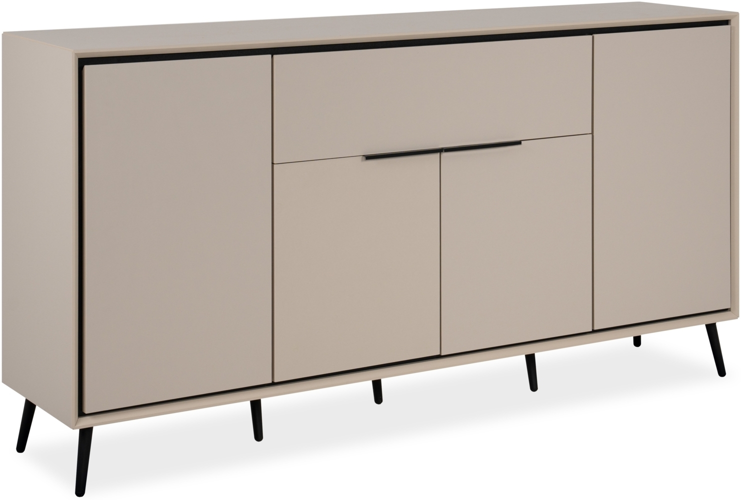 Sideboard >Arona< 4 Türen, 1 Schublade, 6 Böden, in Sand / Schwarz - 175x90x38cm (BxHxT) Bild 1