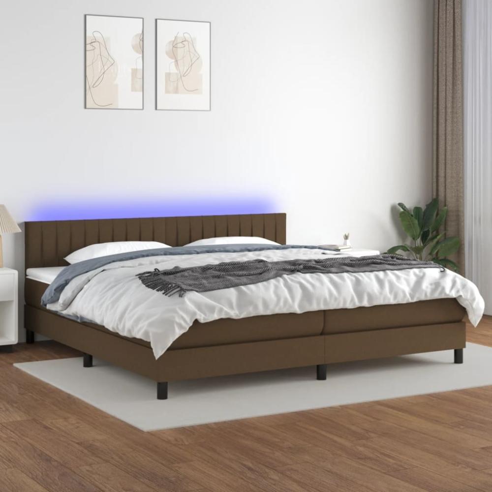 Boxspringbett mit Matratze & LED Stoff Dunkelbraun 200 x 200 cm, Härtegrad: H2 [3133344] Bild 1