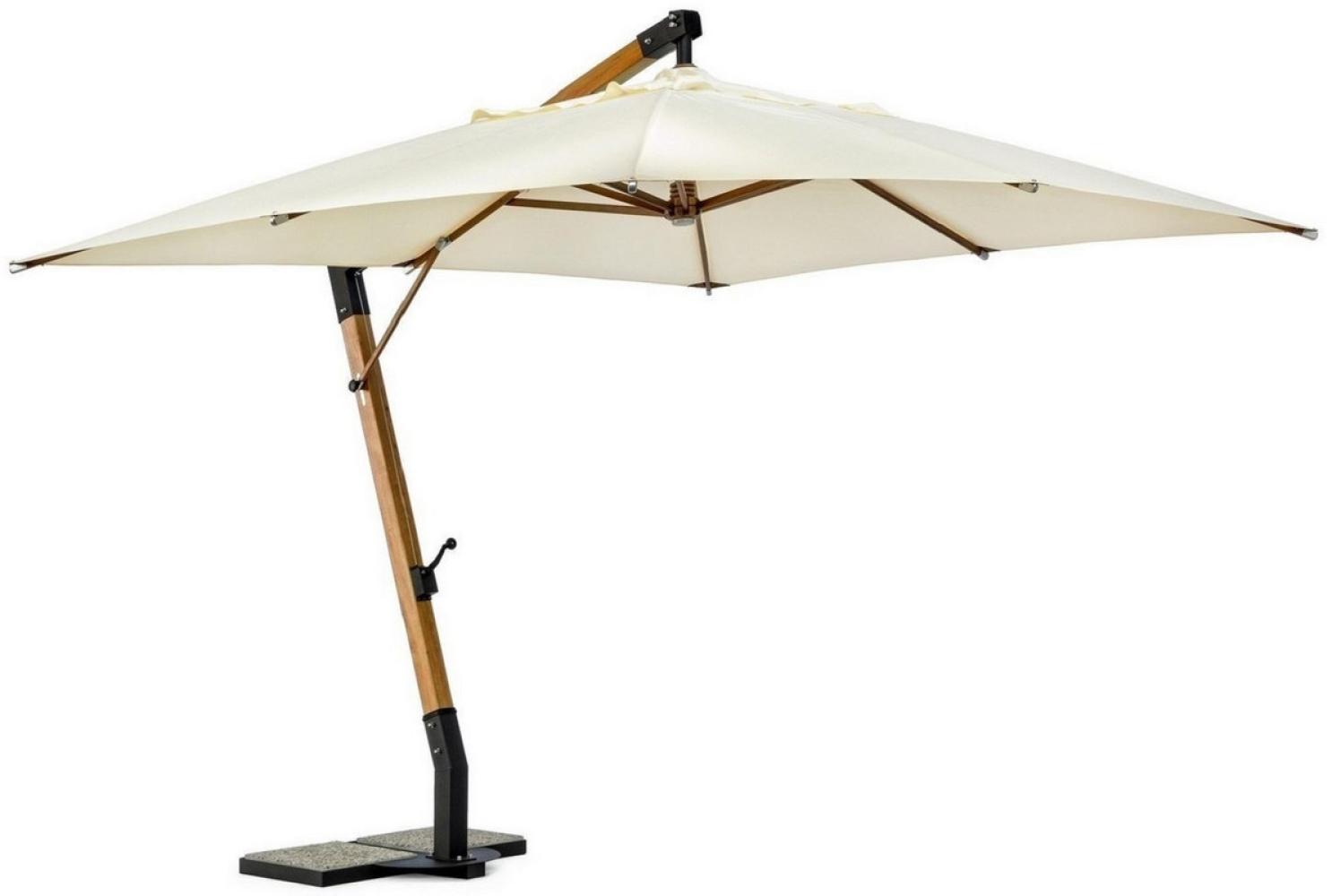 Casa Padrino Luxus Ampelschirm mit Ständer Braun / Schwarz / Creme 400 x 300 x H. 320 cm - Garten Sonnenschirm - Terrassen Sonnenschirm - Balkon Sonnenschirm - Garten Terrassen Balkon Accessoires Bild 1