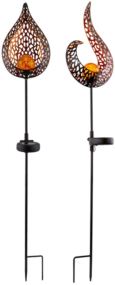 2er Set LED Solarleuchten, verschiedene Flammen Designs Bild 1