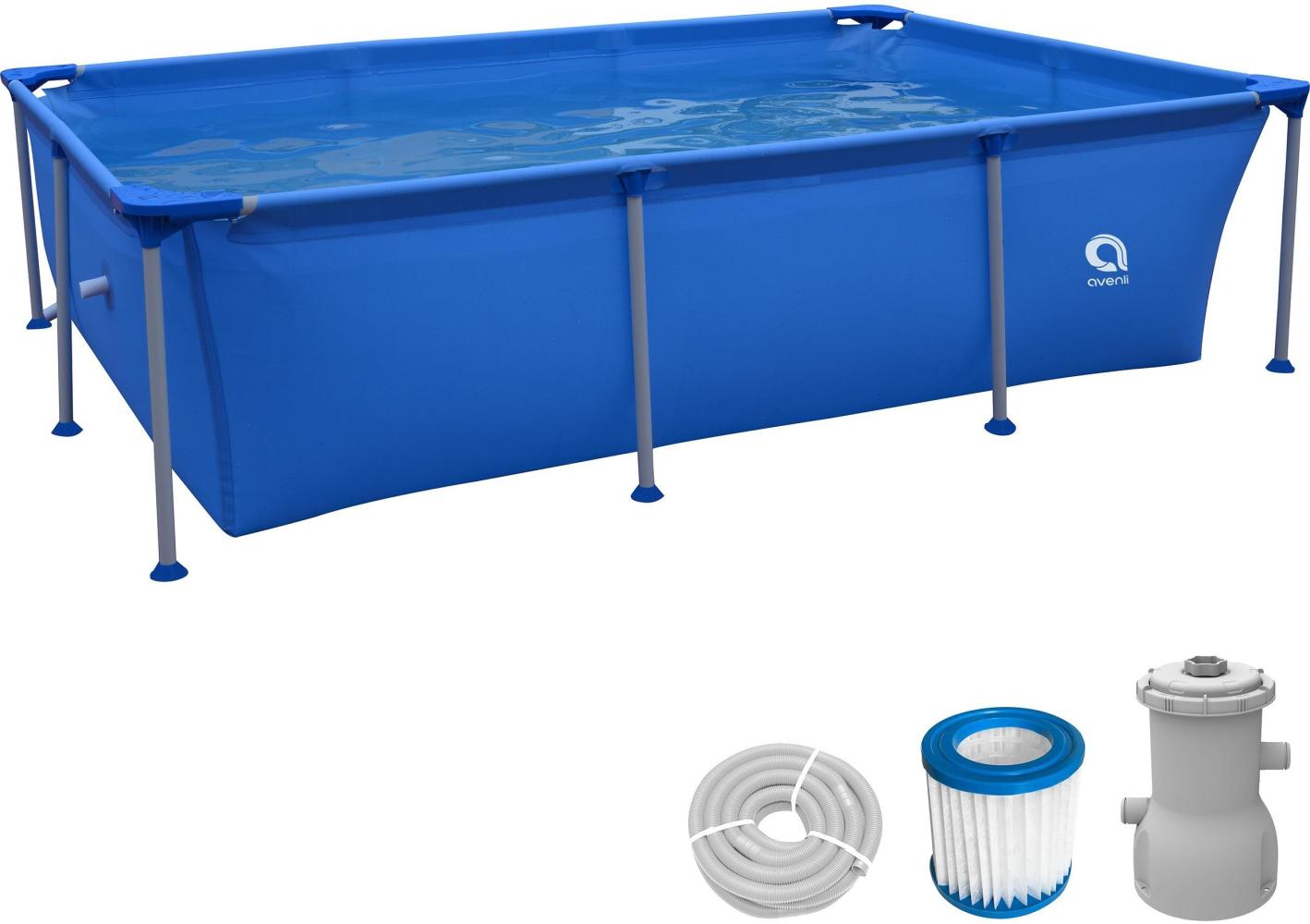 Avenli Frame Rectangular Pool Set 258 x 179 x 66 cm, Aufstellpool, rechteckig, mit Pumpe, blau Bild 1