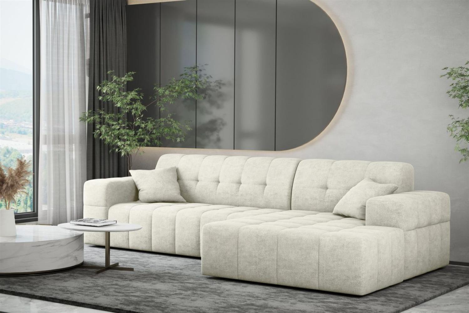 Ecksofa Designersofa NANCY in Stoff Perfekt Harmony Pearl Ottomane Rechts Bild 1