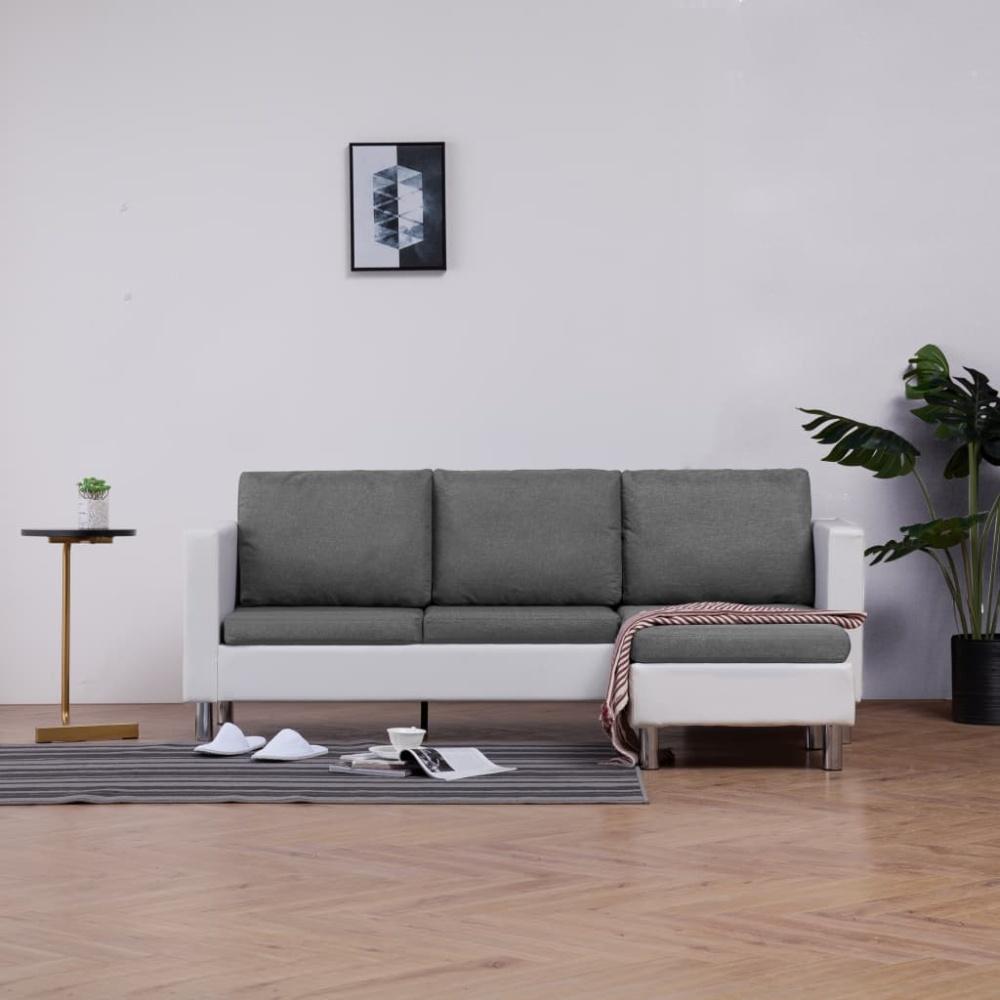 vidaXL 3-Sitzer-Sofa mit Kissen Weiß Kunstleder 282285 Bild 1