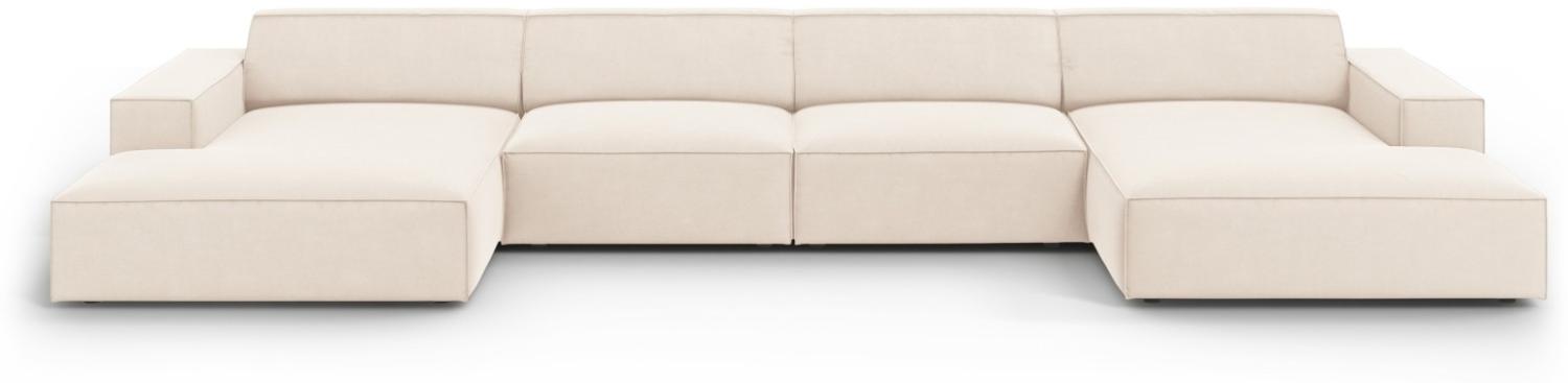 Micadoni 'Jodie' 6-Sitzer-Sofa, Panorama, Samtstoff, Beinfarbe Black Plastic, Helles Beige Bild 1