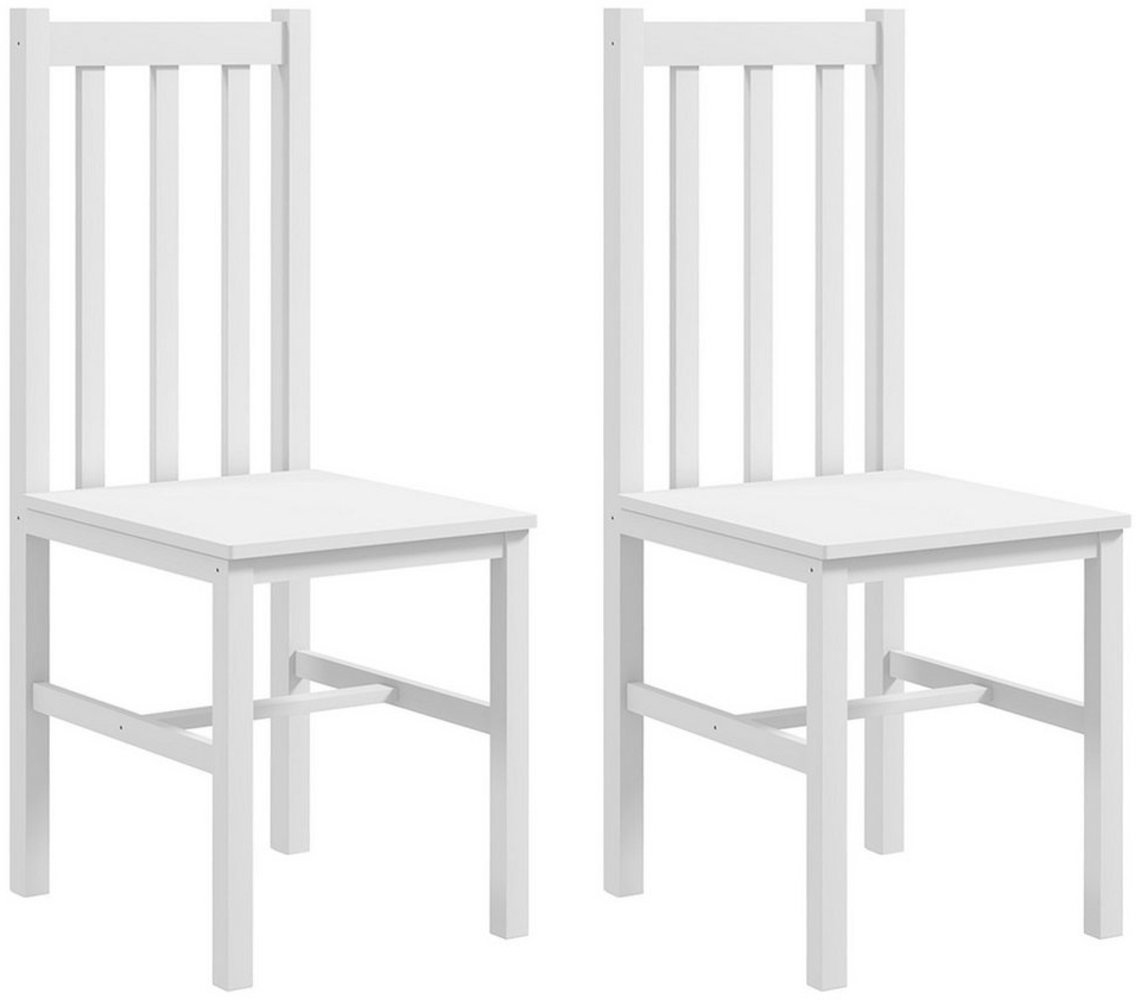 HOMCOM Esszimmerstuhl 2er-Set Essstühle Wohnzimmerstuhl aus Massivholz (Küchenstuhl, 2 St), für Esszimmer, Küche, Weiß Bild 1