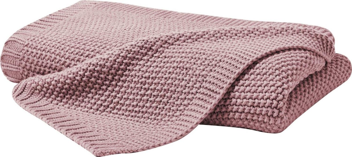 Hahn Primera Strickdecke Kuscheldecke Perlmuster 130x170 cm mauve rose 545001-472 Bild 1