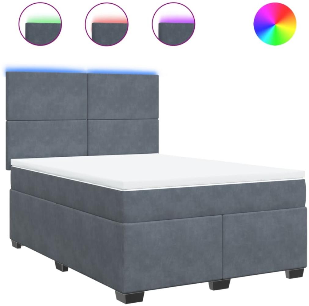 vidaXL Boxspringbett mit Matratze Dunkelgrau 160x200 cm Samt 3293249 Bild 1