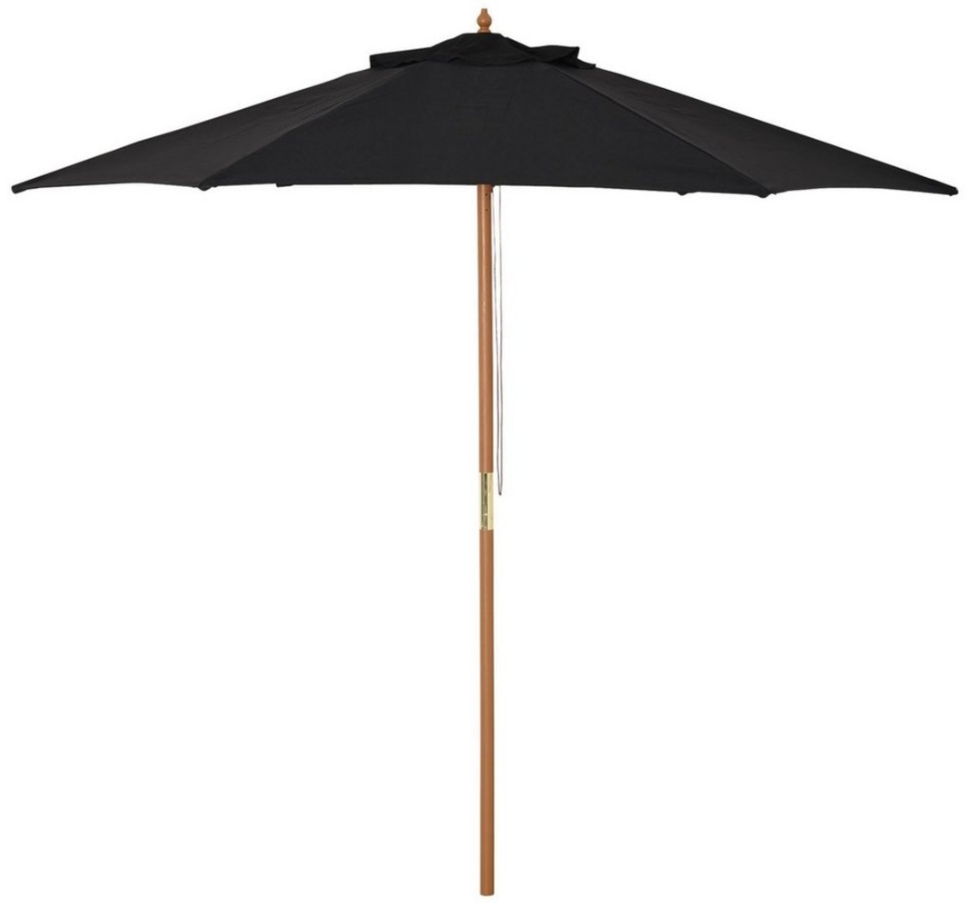 Outsunny Sonnenschirm mit Seilzugmechanismus, LxB: 250x250 cm, Balkonschirm, Strandschirm aus Bambus, Sonnenschutz für Balkon Terrasse Garten, Schwarz Bild 1