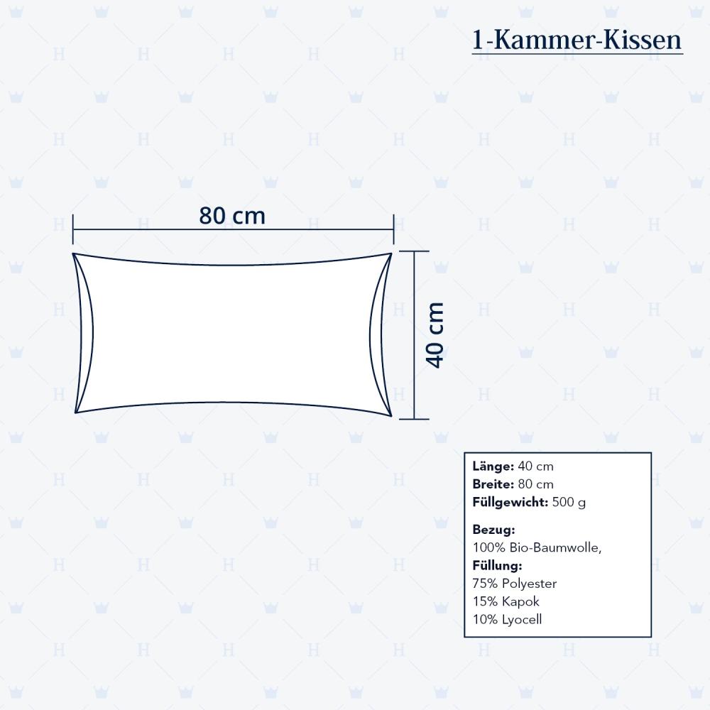 Heidelberger Bettwaren Kopfkissen 80x40 cm, Made in Germany | Kissen mit Überzug und Reißverschluss | Kapok-Füllung, hypoallergen, vegan | Serie Kanada Bild 1