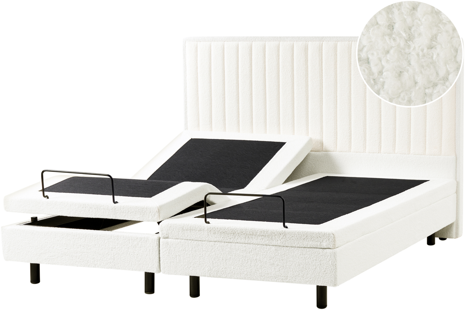 Bett verstellbar Bouclé DUKE II 180 x 200 cm Cremeweiß Bild 1