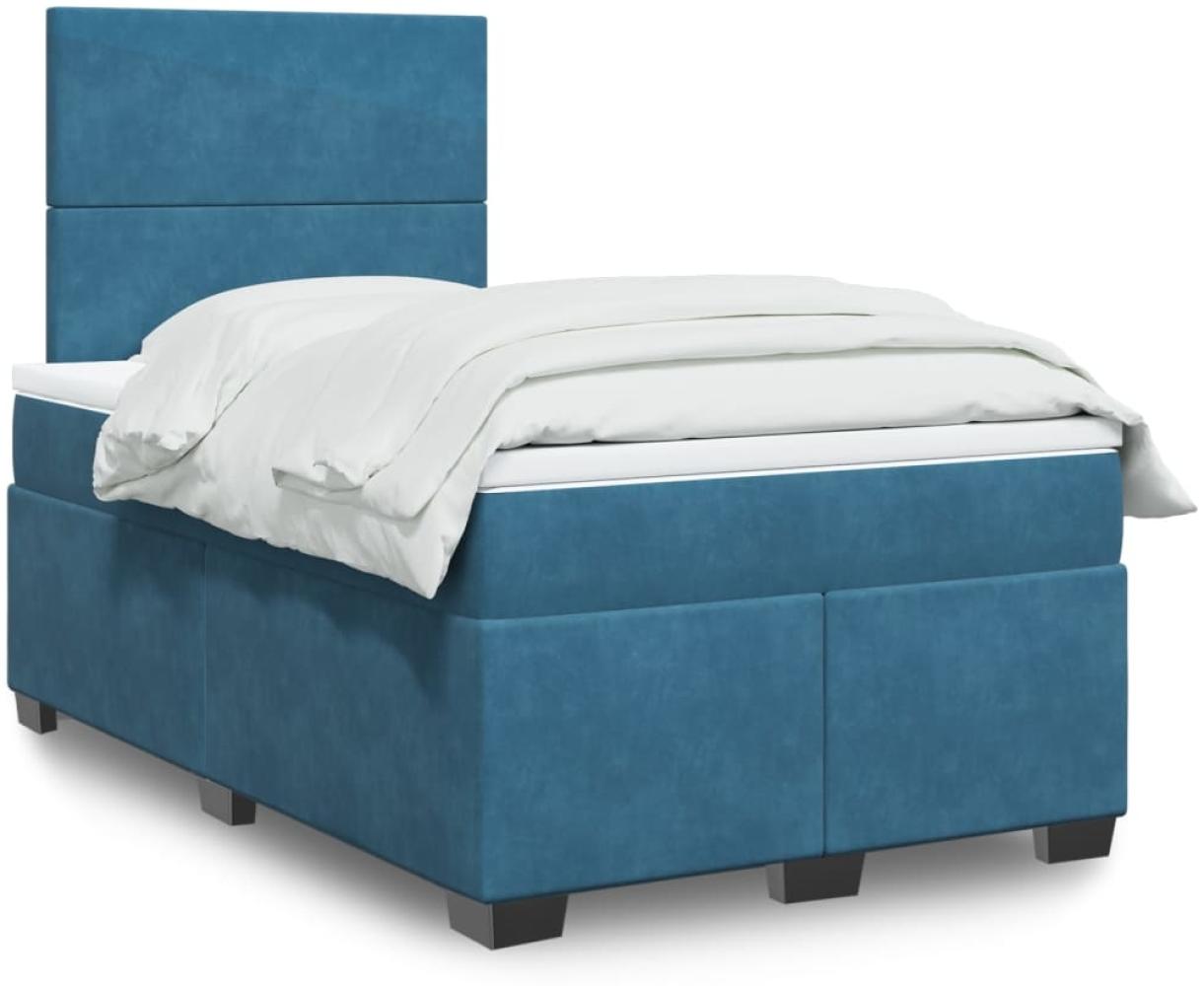 vidaXL Boxspringbett mit Matratze Blau 120x200 cm Samt 3293180 Bild 1