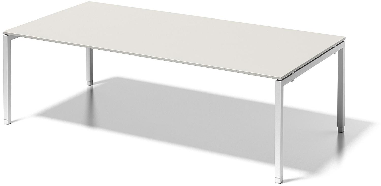 Cito Chefarbeitsplatz/Konferenztisch, 650-850 mm höheneinstellbares U-Gestell, H 19 x B 2400 x T 1200 mm, Dekor grauweiß, Gestell verkehrsweiß Bild 1