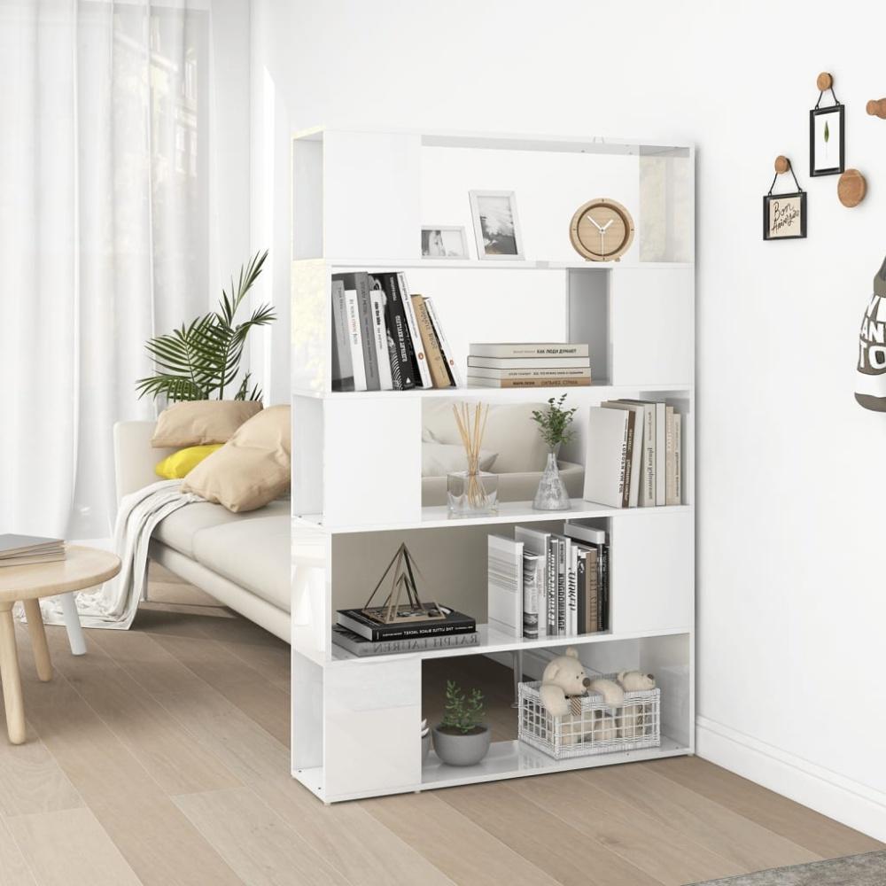 vidaXL Bücherregal Raumteiler Hochglanz-Weiß Holzwerkstoff 809203 Bild 1