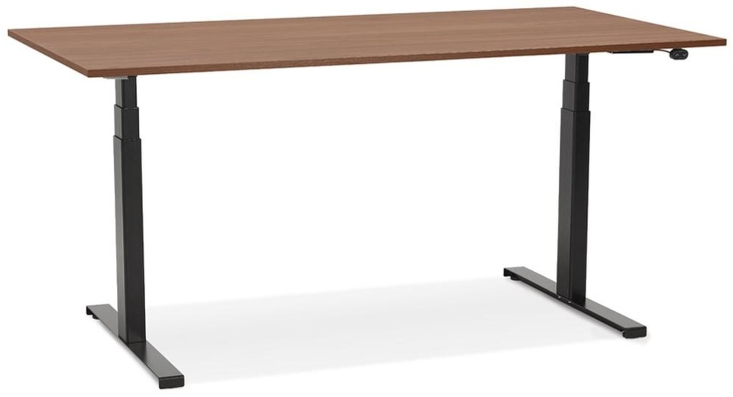 Kadima Design Schreibtisch elektrisch höhenverstellbar 65-133 cm | 140x70 cm | Homeoffice braun-schwarz | Computertisch Melaminholz Bild 1