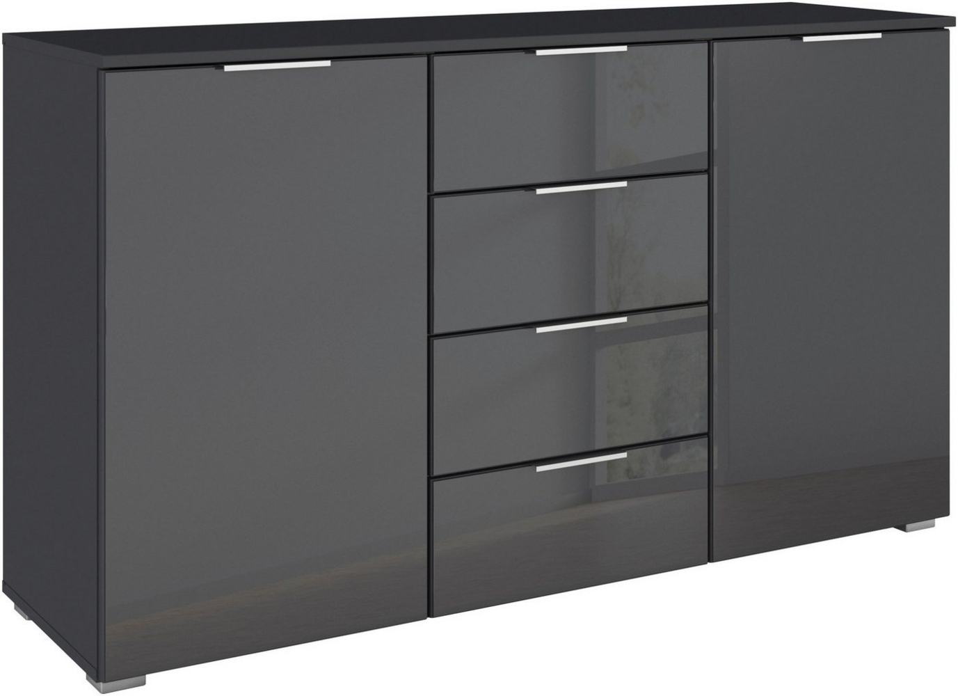 rauch Kombikommode Sideboard Kombikommode Schubladenkommode AGORDO mit Glasfront (in zwei Griff-Farben, Breite 120 cm), vier große Schubladen, mit insgesamt 4 Einlegeböden MADE IN GERMANY Bild 1