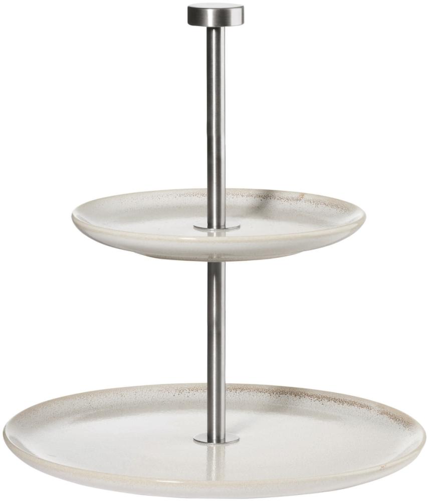 ASA Selection saisons Etagere flach, 2-stufig, Etagenständer, Servierturm, Servierständer, Servierplatte, Steingut, Ø 22 cm, Sand / Nude, 92152107 Bild 1