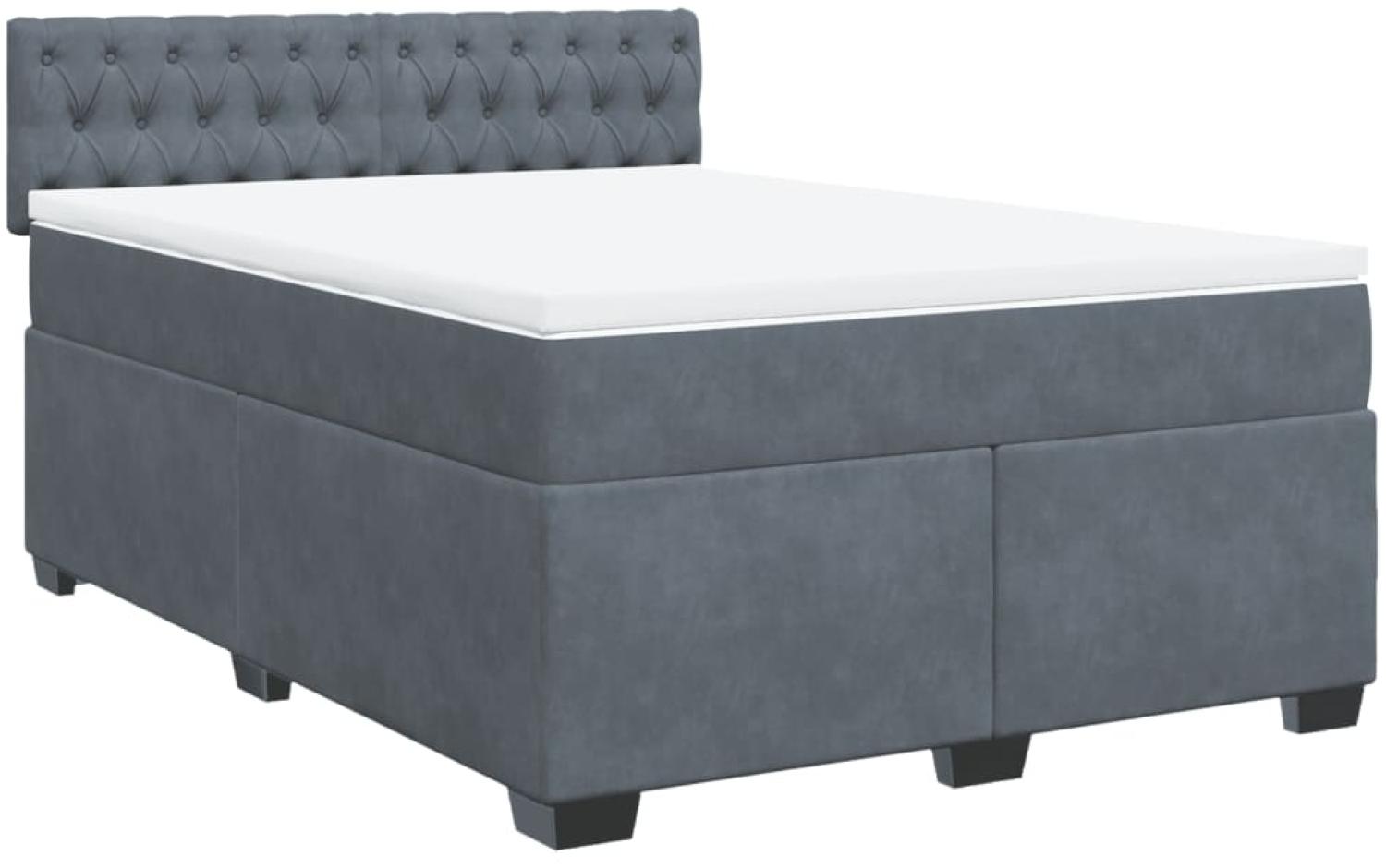 vidaXL Boxspringbett mit Matratze Dunkelgrau 140x200 cm Samt 3286337 Bild 1