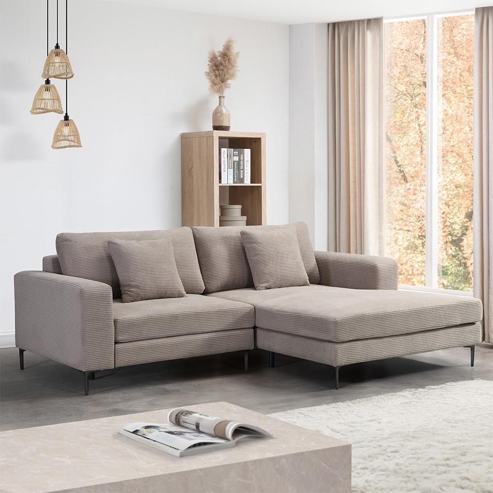 HOME DELUXE Sofa BELLANO - 238 x 188 cm Cord Beige Bild 1