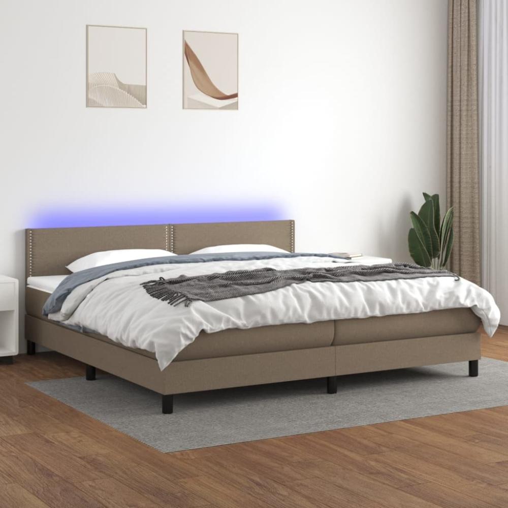 Boxspringbett mit Matratze & LED Stoff Taupe 200 x 200 cm, Härtegrad: H2 [3133105] Bild 1