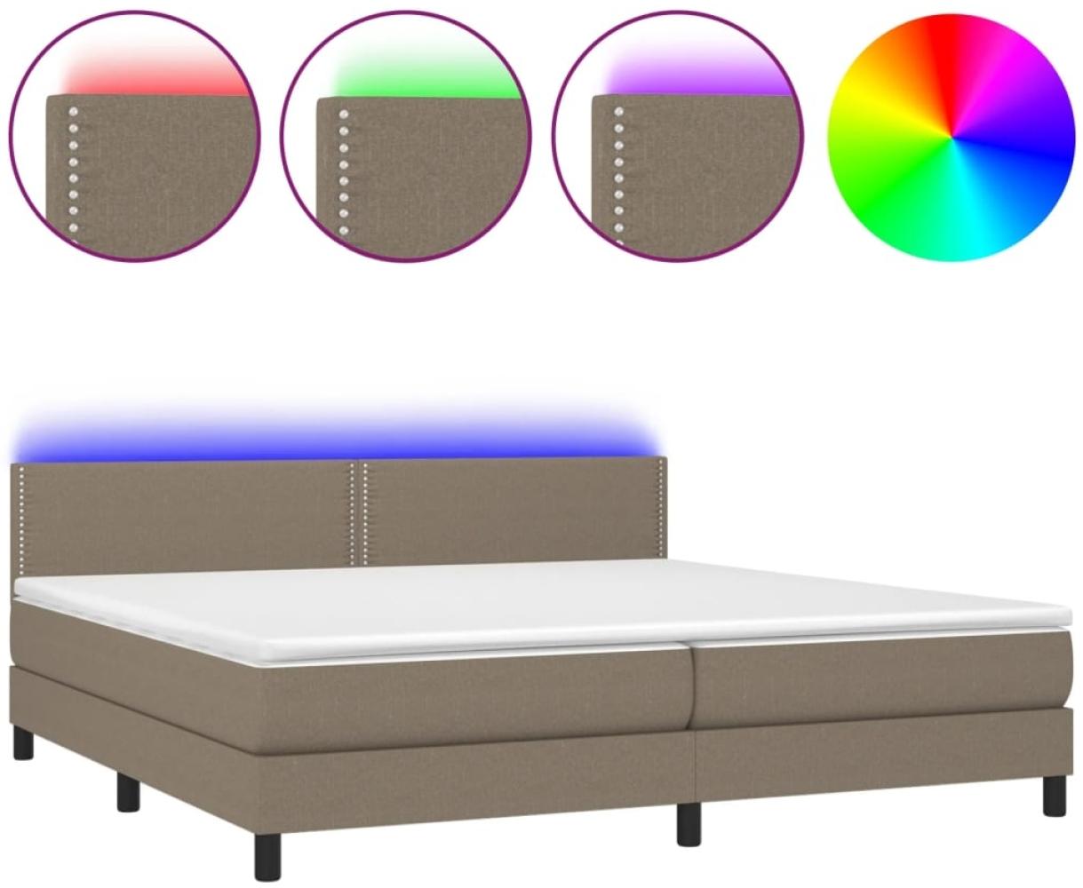 Boxspringbett mit Matratze & LED Stoff Taupe 200x200 cm, Härtegrad: H2 [3133105] Bild 1