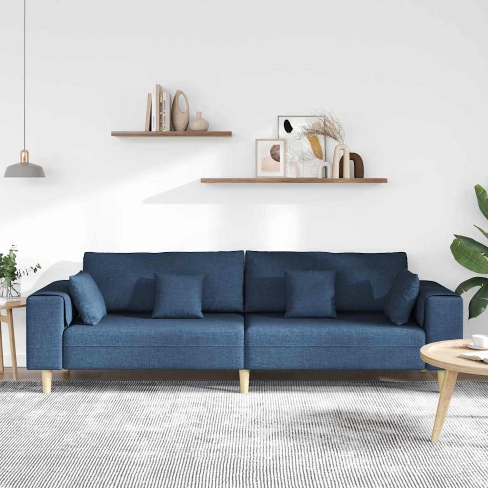 vidaXL Stoffsofa mit Kissen, 208 cm, Stoff, Blau Bild 1