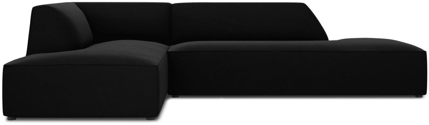 Micadoni 4-Sitzer Samtstoff Modular Ecke links Sofa Ruby | Bezug Black | Beinfarbe Black Plastic Bild 1