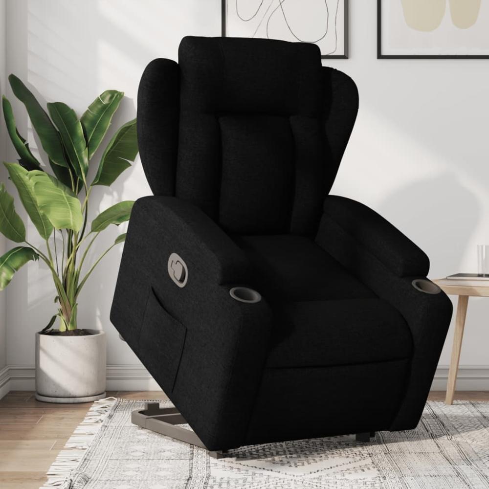 vidaXL Relaxsessel mit Aufstehhilfe Schwarz Stoff 3204484 Bild 1