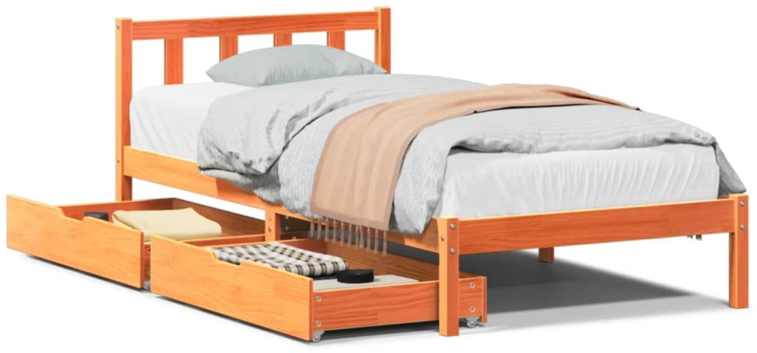 vidaXL Massivholzbett ohne Matratze Wachsbraun 100x200 Kiefernholz 3301491 Bild 1
