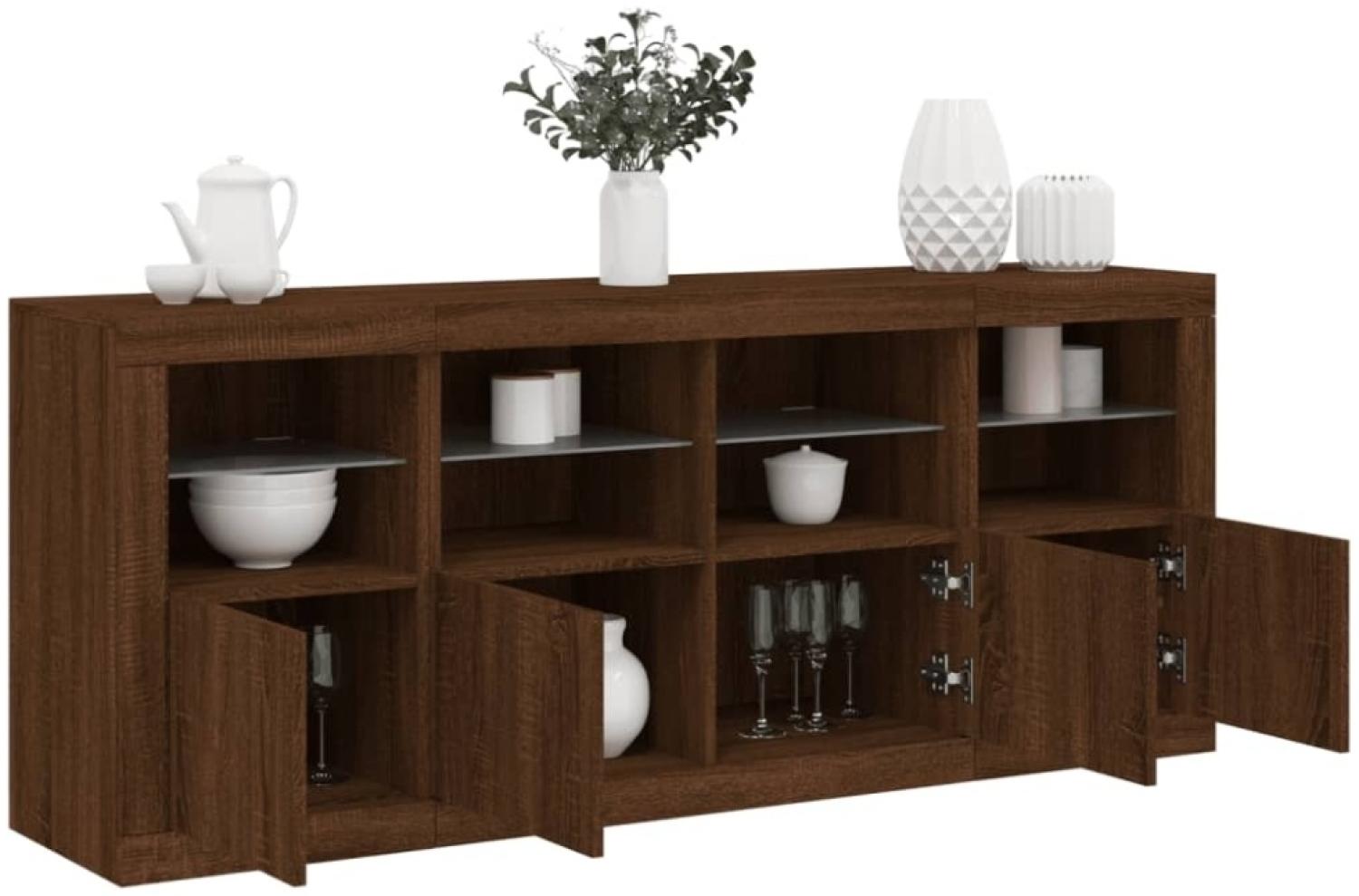 vidaXL Sideboard mit LED-Leuchten Braun Eichen-Optik 163x37x67 cm 3209078 Bild 1