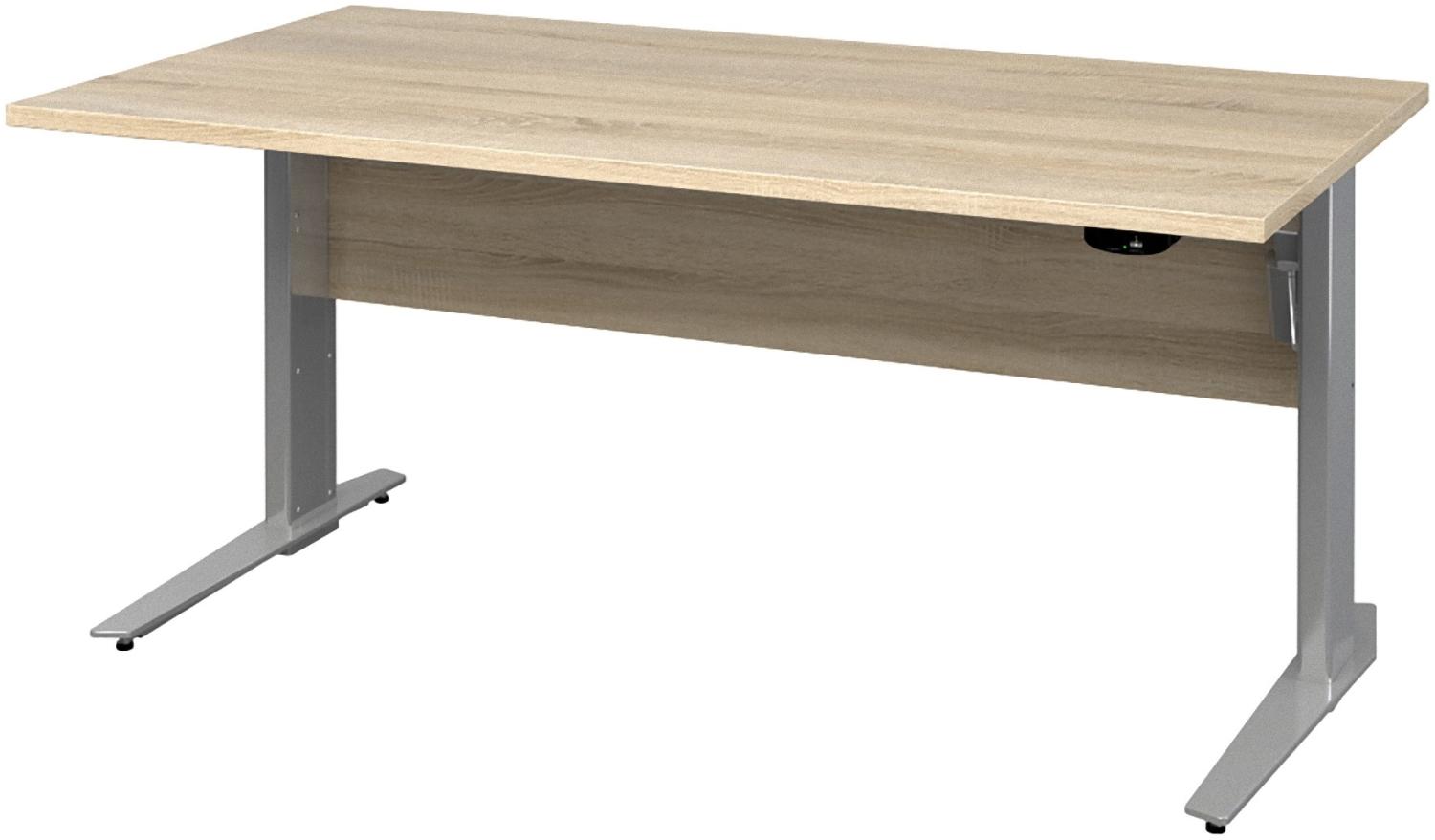 'Prisme' Schreibtisch, elektrisch höhenverstellbar, Esche Dekor, Gestell schwarz, 119 x 80 x 150 cm Bild 1