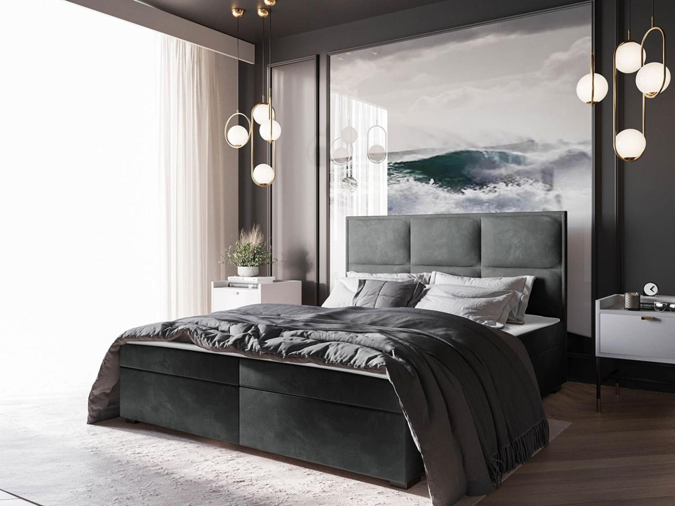 Boxspringbett Draban I, Grau, 140 x 200 cm Bild 1