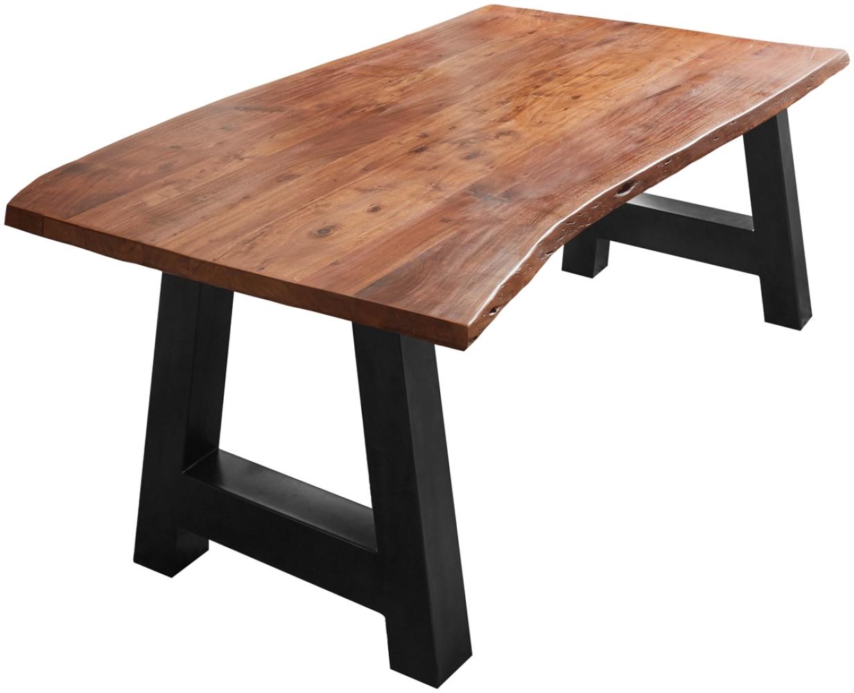 Vollholz Esstisch »Athen« im Landhausstil Baumkante Akazie Nussbaum 120x80 schwarz 524743 Bild 1